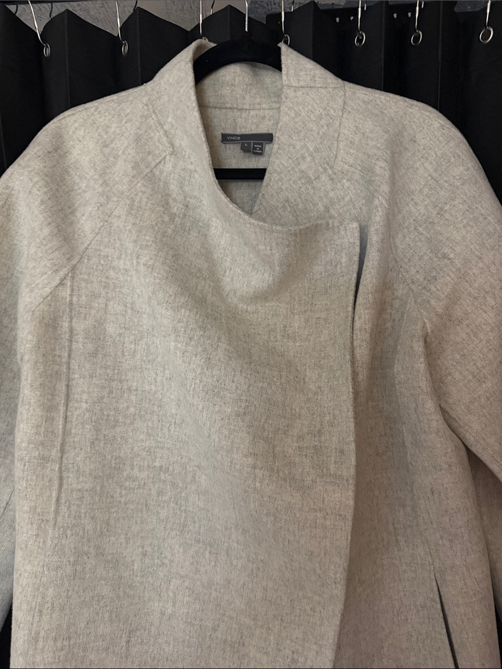 Vince Light Gray Asymmetrical Wool Coat